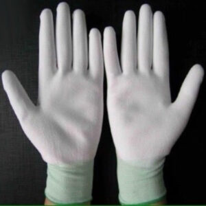 Găng tay sợi polyester màu trắng phủ PU lòng bàn tay GT615-222