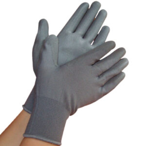 Găng tay sợi polyester màu xám phủ PU bàn tay GT615-224