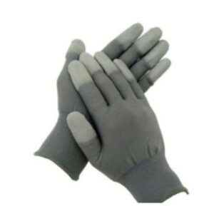 Găng tay sợi polyester màu xám phủ PU đầu ngón GT615-223